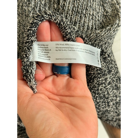 Eileen Fisher Petite Knit Cardigan Color Block Open Front Sweater - Picture 5 of 5